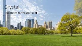  Presentation with manhattan - Presentation design enhanced with manhattan-skyscrapers-and-central-park background and a light blue colored foreground