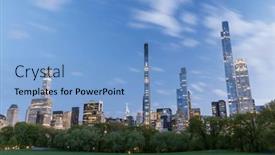  Presentation with manhattan - Slide set featuring manhattan-skyscrapers-and-central-park and a light blue colored foreground