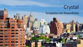  Presentation with high rise building cutaway - Slide deck having manhattan viewed from a chelsea background and a light blue colored foreground