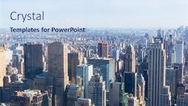  Presentation with empire state building - Beautiful theme featuring manhattan with empire state building panorama backdrop and a sky blue colored foreground