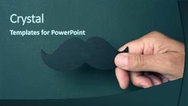  Presentation with green - Theme featuring manhood - closeup of the hand background and a ocean colored foreground