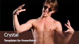  Presentation with animated emotional intelligence - Beautiful PPT theme featuring manhood - expressive emotional young man bare-chested backdrop and a  colored foreground