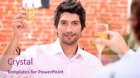  Presentation with two glasses of champagne - PPT layouts with manhood - two businessmen drinking champagne background and a  colored foreground