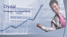  Presentation with journey to success - Colorful presentation design enhanced with manhood - young businessman is happy backdrop and a sky blue colored foreground