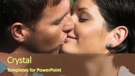  Presentation with couple kiss - PPT theme with manhood - young couple kiss each other background and a  colored foreground