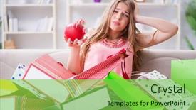  Presentation with shopping - Slides featuring mania disorder - young woman with shopping bags background and a seafoam green colored foreground