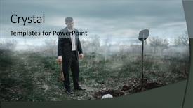  Presentation with crime victim - Slide deck consisting of maniac against grave with victim background and a light blue colored foreground