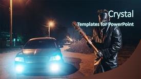  Presentation with hockey - Theme with maniac in hockey mask baseball background and a wine colored foreground