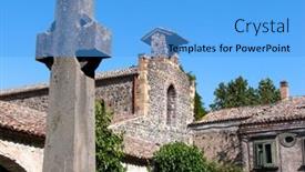  Presentation with celtic cross - Slide deck with maniace-cross-celtic-and-belltower background and a light blue colored foreground