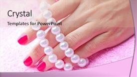  Presentation with wellness - Theme enhanced with manicre treatment at the wellness salon background and a coral colored foreground