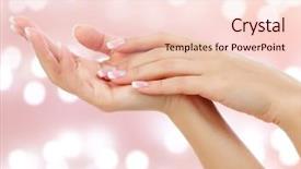  Presentation with manicure - Beautiful theme featuring manicure - beautiful woman hands backdrop and a lemonade colored foreground