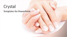  Presentation with manicure - PPT layouts enhanced with manicure - care for sensuality woman nails background and a sky blue colored foreground