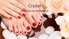  Presentation with spa salon - Presentation featuring manicure - closeup photo of a beautiful background and a lemonade colored foreground