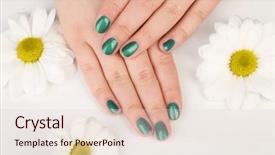  Presentation with nail art - Presentation theme featuring manicure and flowers on white background and a lemonade colored foreground