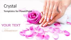  Presentation with flower woman - Beautiful slide set featuring manicure and hands spa beautiful backdrop and a sky blue colored foreground