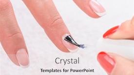  Presentation with enamel - Beautiful slides featuring manicure applying brushing fingernails with clear enamel backdrop and a sky blue colored foreground