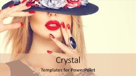  Presentation with elegant flowers - Colorful slide set enhanced with manicure in modern black hat backdrop and a coral colored foreground