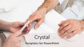  Presentation with beauty-salon - Cool new slides with manicure man close-up to the beauty salon backdrop and a coral colored foreground