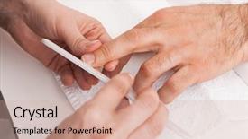  Presentation with beauty salon - Presentation design having business concept painted multicolor text overdraft on digital paper background with scheme of hand drawn business icons background and a light gray colored foreground