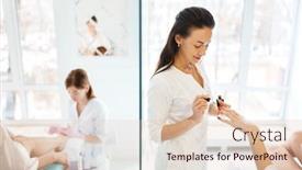  Presentation with manicure - Amazing presentation design having manicure-masters-applies-nail-polish backdrop and a lemonade colored foreground