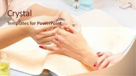  Presentation with manicure - Theme with personal care - manicure process female hands background and a lemonade colored foreground