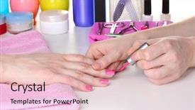  Presentation with salon - Slides consisting of manicure process in beautiful salon background and a lemonade colored foreground