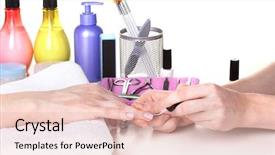  Presentation with manicure - Theme with responsible valuables - benefit advantage compensation reward bonus background and a lemonade colored foreground