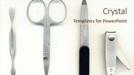  Presentation with manicure - Presentation featuring manicure set isolated on white background background and a cream colored foreground