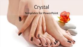  Presentation with manicure - Beautiful PPT layouts featuring manicured female feet and hand backdrop and a lemonade colored foreground