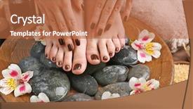  Presentation with feet - Theme with manicured female feet and hands background and a  colored foreground