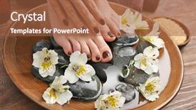  Presentation with manicure - Presentation theme with manicured female feet and hands background and a red colored foreground