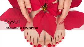  Presentation with manicure - Slides with manicured hands and pedicure background and a red colored foreground