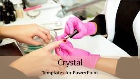  Presentation with lok - PPT theme with manicurist-applies-a-lok background and a lemonade colored foreground