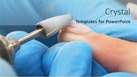  Presentation with nail salon - PPT theme having manicurist-in-process-of-removing background and a light blue colored foreground