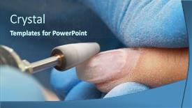  Presentation with nail salon - PPT layouts having manicurist-in-process-of-removing background and a ocean colored foreground