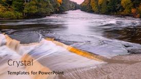  Presentation with wilderness - Colorful PPT theme enhanced with manido-falls-in-presque-isle backdrop and a coral colored foreground