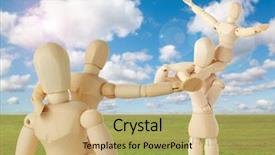  Presentation with wooden cross against the sky - Cool new slide set with manikin - collage with two wooden figures backdrop and a coral colored foreground