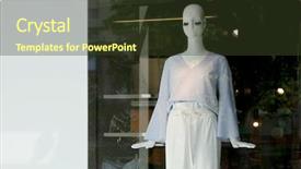  Presentation with fashion - Cool new PPT theme with manikin - view of fashion store backdrop and a tawny brown colored foreground