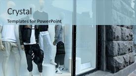  Presentation with sustainable fashion - PPT layouts having manikin - view of fashion store background and a light blue colored foreground
