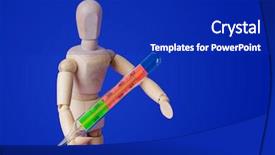  Presentation with wooden toy - Presentation theme enhanced with manikin - wooden toy figure with thermometer background and a royal blue colored foreground