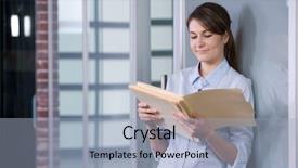 Presentation with reading - Theme featuring manila folder - business woman reading documents background and a  colored foreground