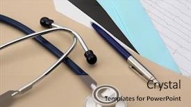  Presentation with medical - Colorful presentation design enhanced with manila folder - medical objects isolated on white backdrop and a  colored foreground