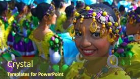  Presentation with philippines festival - PPT theme featuring gold cinema or theather ticket background and a yellow colored foreground.