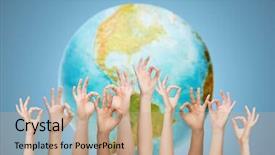  Presentation with mankind - PPT layouts enhanced with mankind - gesture people humanity and community background and a coral colored foreground