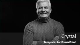  Presentation with black dark neuron connections - PPT theme with manly backgrounds - handsome senior man in casual background and a dark gray colored foreground