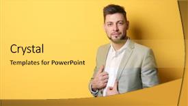  Presentation with special education young adult man - Cool new PPT layouts with manly backgrounds - handsome young man posing backdrop and a yellow colored foreground