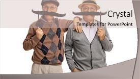  Presentation with active seniors senior e - Theme featuring manly backgrounds - seniors posing with big fake background and a soft green colored foreground