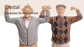  Presentation with flexing - Colorful theme enhanced with manly backgrounds - two elderly men flexing their backdrop and a lemonade colored foreground