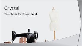  Presentation with sewing machine safety - Amazing slide deck having mannequin-and-sewing-machine backdrop and a white colored foreground