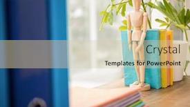  Presentation with mannequin - Beautiful slide set featuring bookends - mannequin and stack of books backdrop and a soft green colored foreground